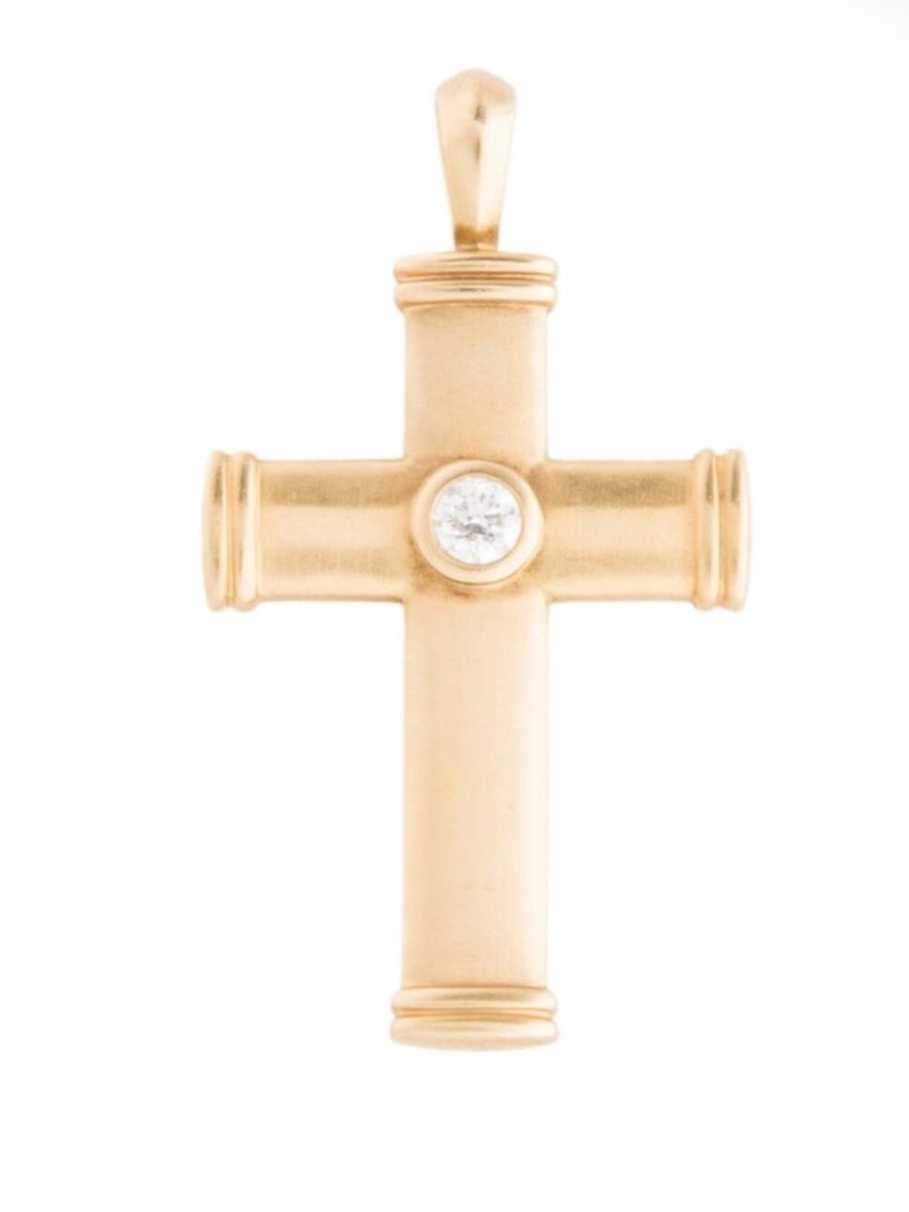 DAVID YURMAN 18K 750 YELLOW GOLD DIAMOND CROSS PENDANT NECKLACE